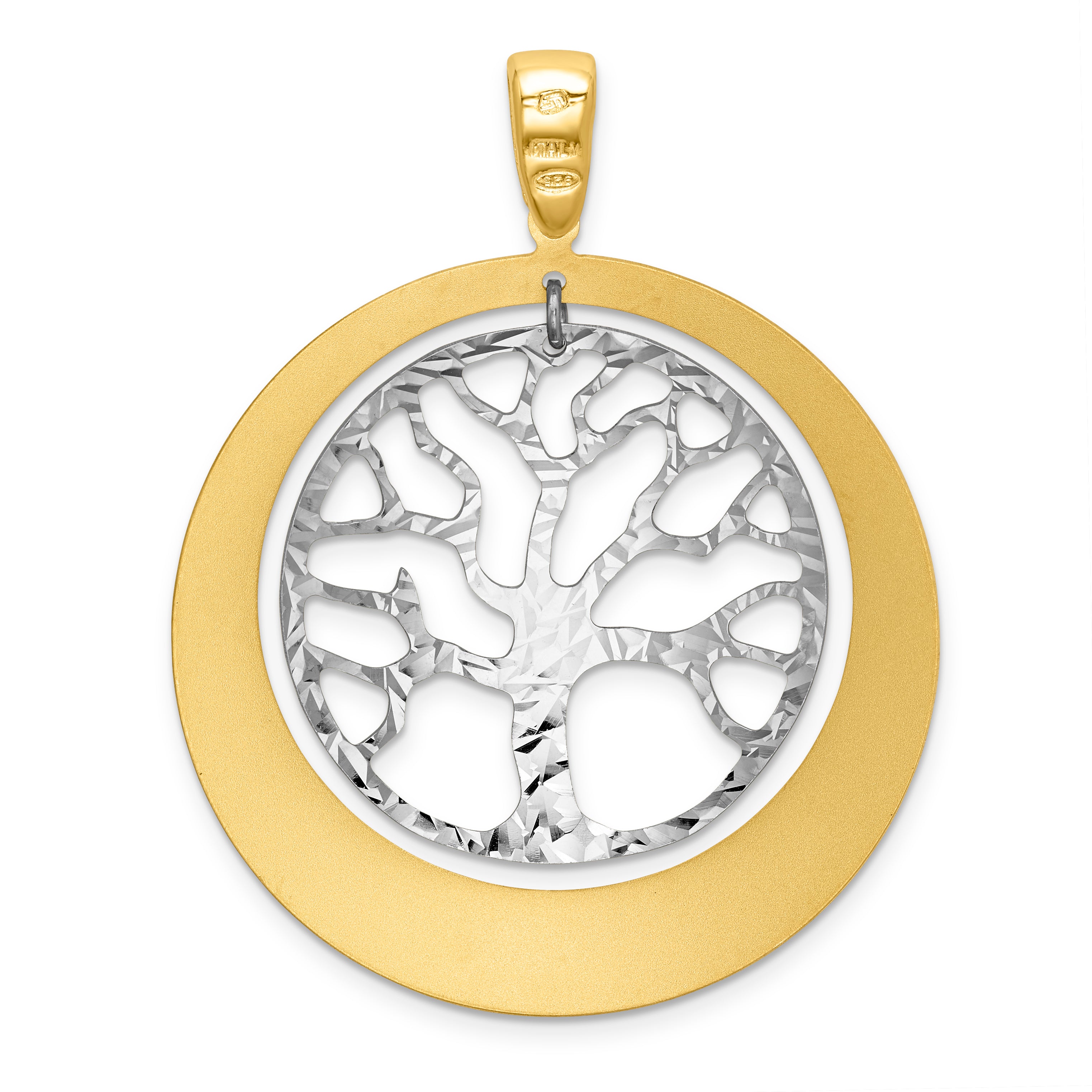 Leslie's Sterling Silver and Gold-tone Textured Tree Pendant