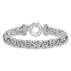 Sterling Silver 925 CZ Bracelet with Polished Textured Design