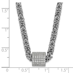 Sterling Silver Polished CZ Bead Chain Necklace