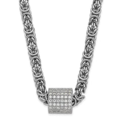 Sterling Silver Polished CZ Bead Chain Necklace