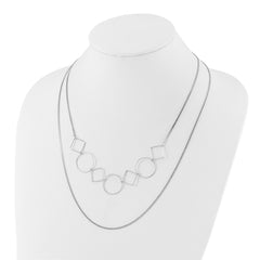 Sterling Silver Polished Double-strand Geometric Necklace