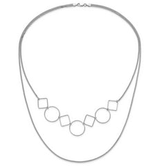 Sterling Silver Polished Double-strand Geometric Necklace