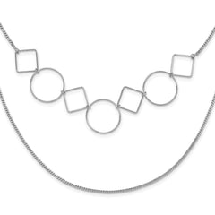 Sterling Silver Polished Double-strand Geometric Necklace