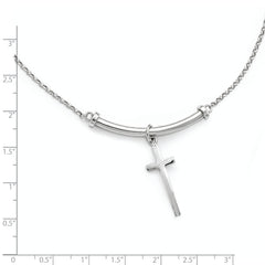 Sterling Silver Polished Cross w/1in ext. Necklace