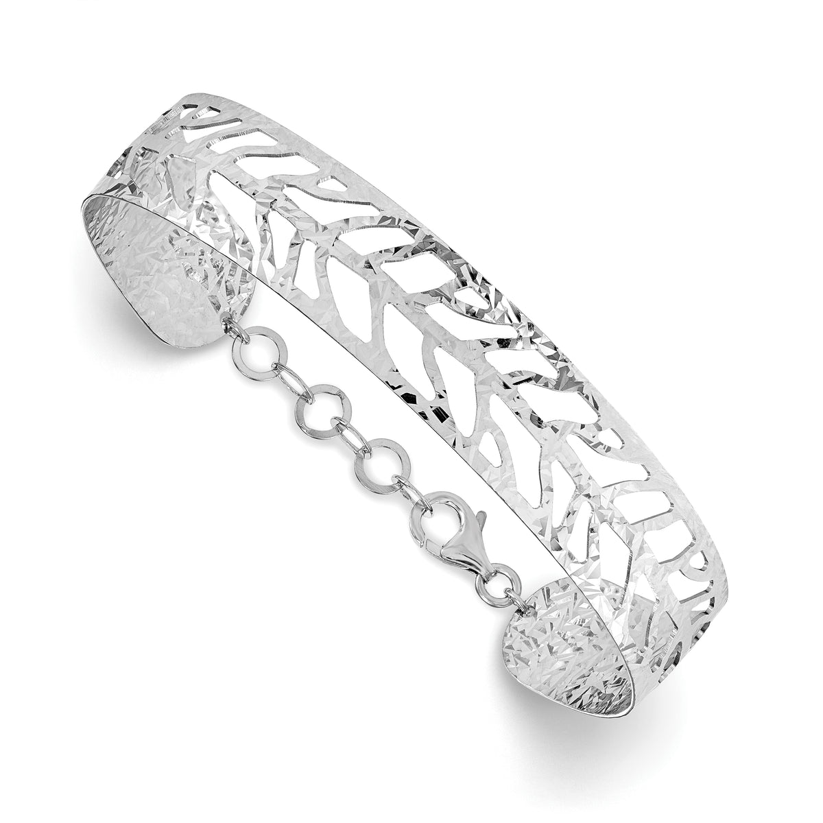 SS Rhodium-plated Fancy Bangle