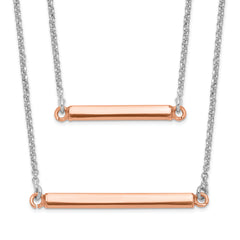 Sterling Silver Fancy Double Rose-tone Bar w/2in ext. Necklace