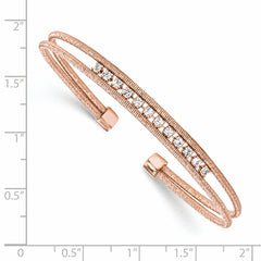 Sterling Silver Rhodium-plated Rose Gold-plated CZ Woven Cuff