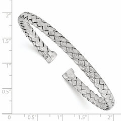 Sterling Silver Polished Woven Cuff Bangle