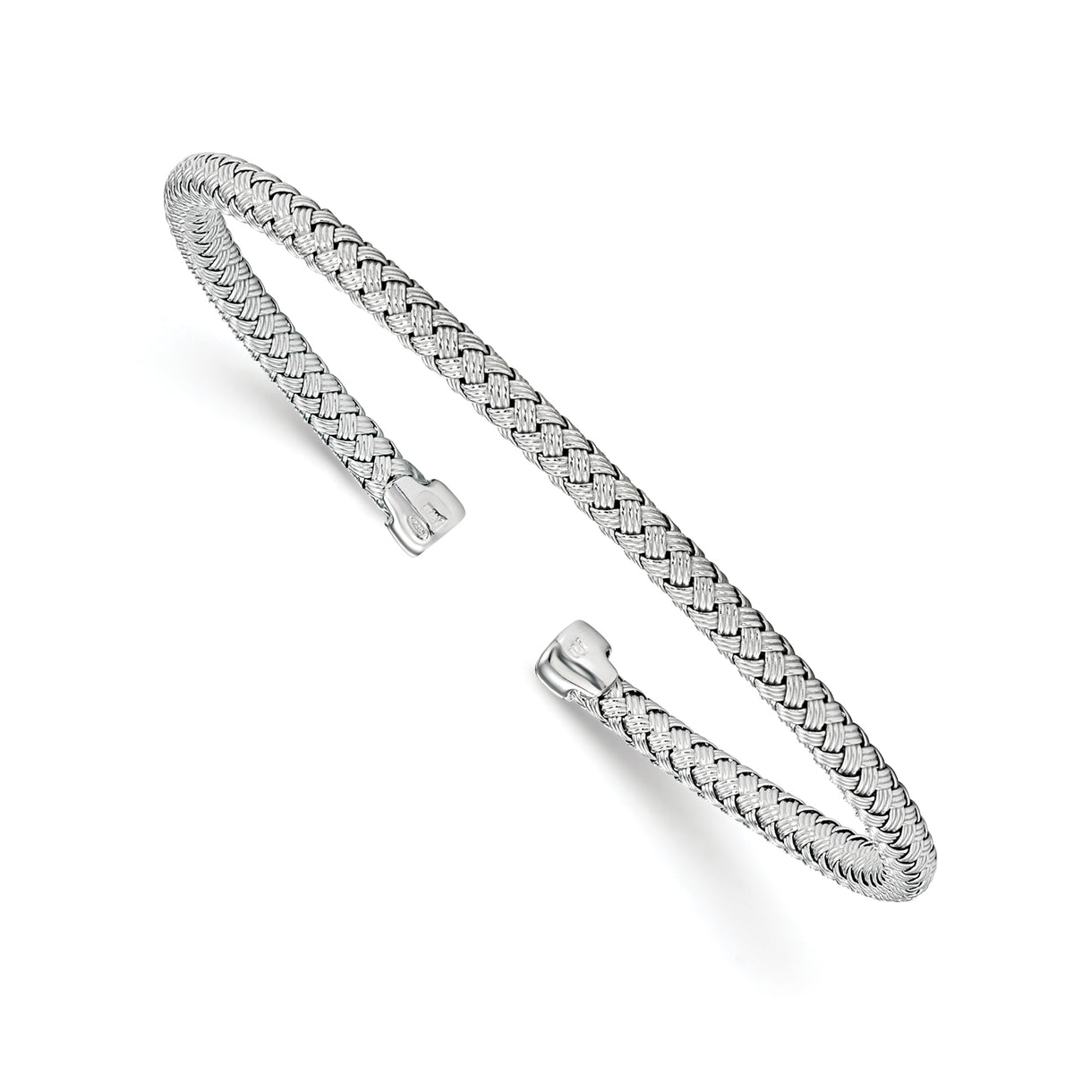 Sterling Silver Polished Woven Cuff Bangle