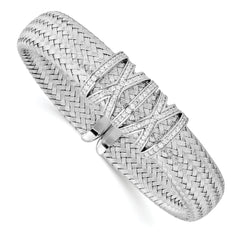 Sterling Silver CZ Woven Cuff