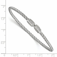 Sterling Silver Rhodium-plated CZ Woven Cuff