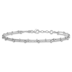 Sterling Silver Double Strand w/.5in ext. Anklet