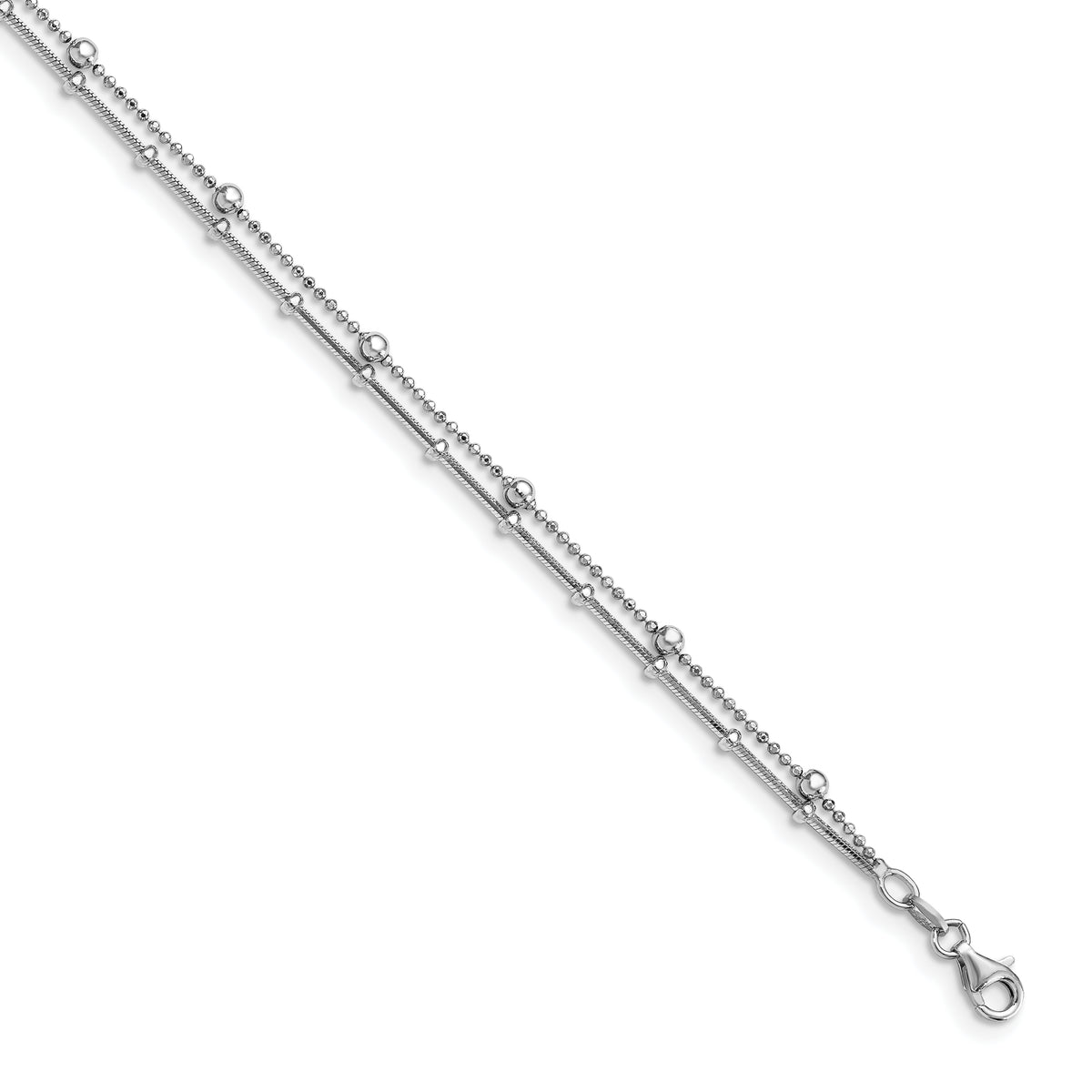 Sterling Silver Double Strand w/.5in ext. Anklet