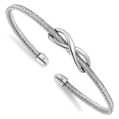 Sterling Silver & Rhodium Textured Infinity Cuff Bangle