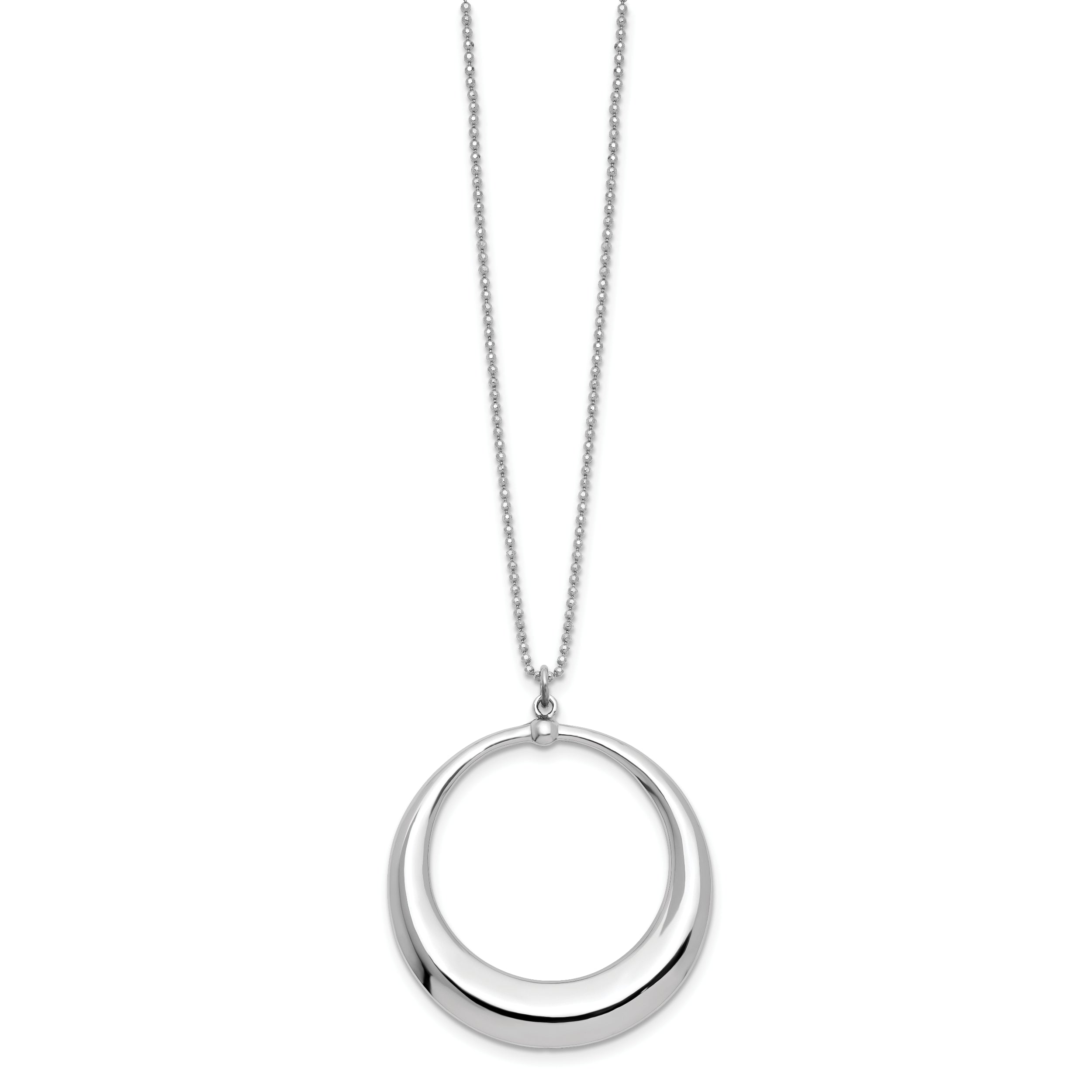 Sterling Silver Rhodium-plated Polished Circle Necklace