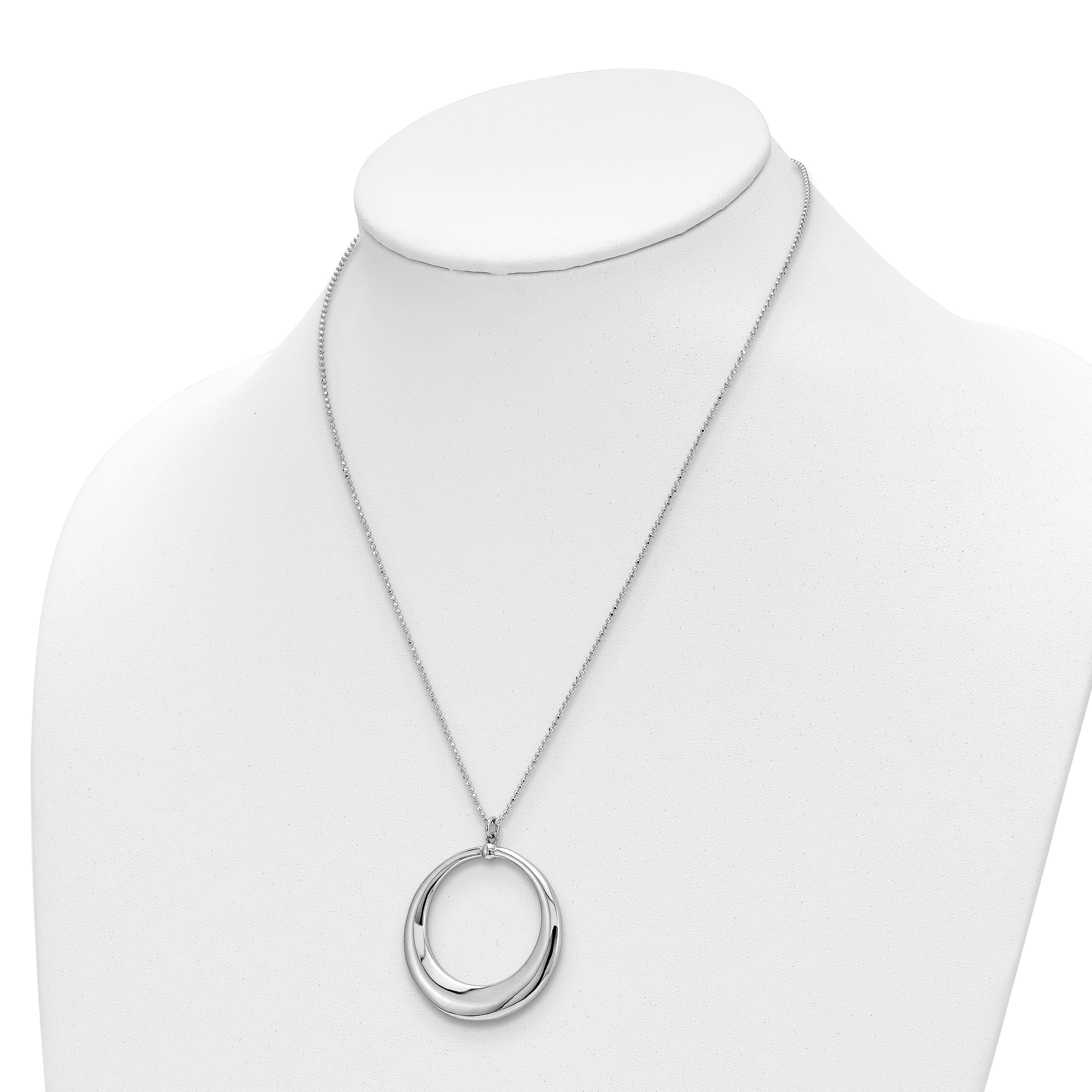 Sterling Silver Rhodium-plated Polished Circle Necklace