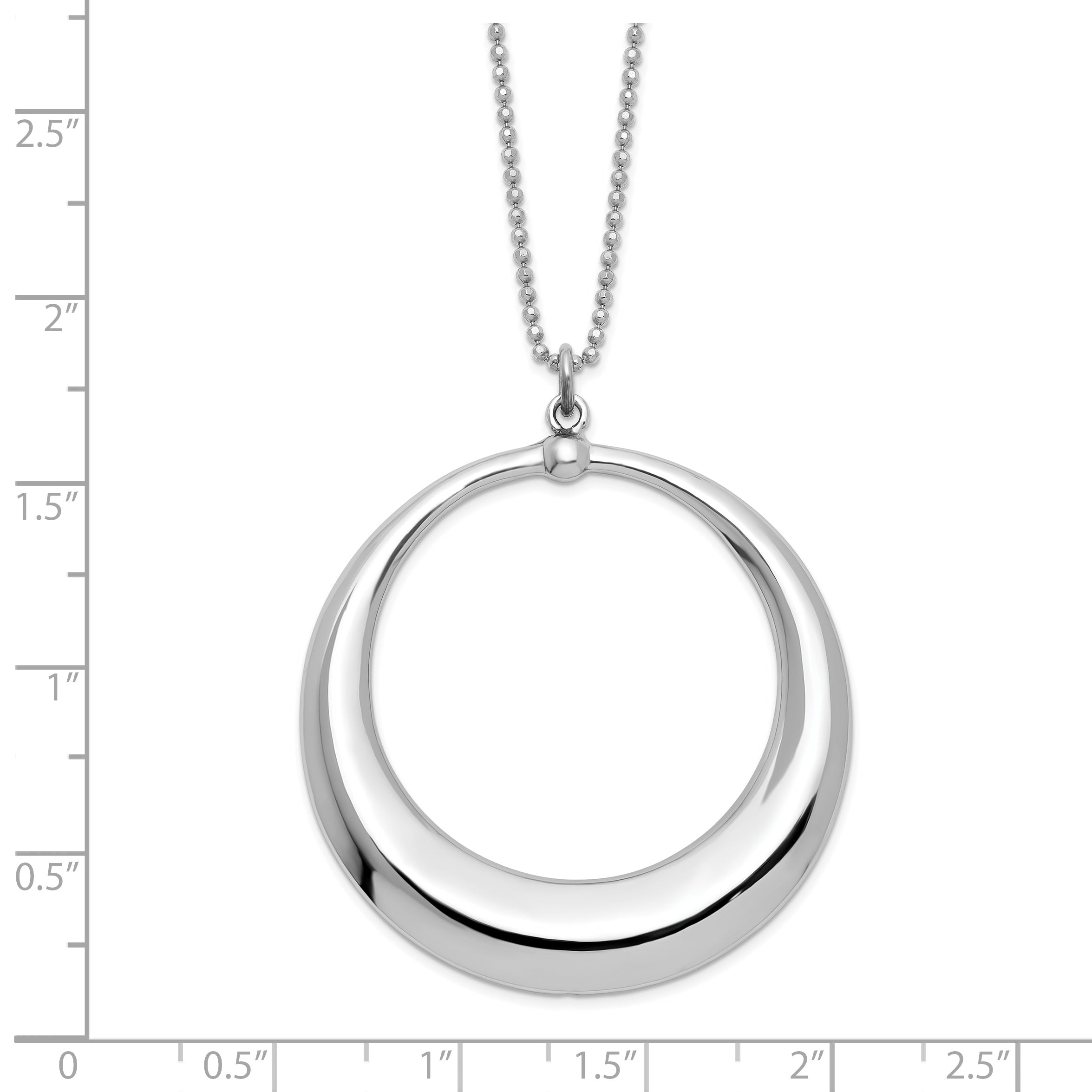 Sterling Silver Rhodium-plated Polished Circle Necklace