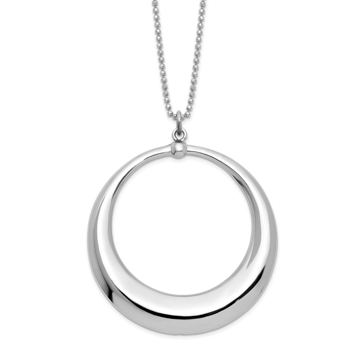 Sterling Silver Rhodium-plated Polished Circle Necklace