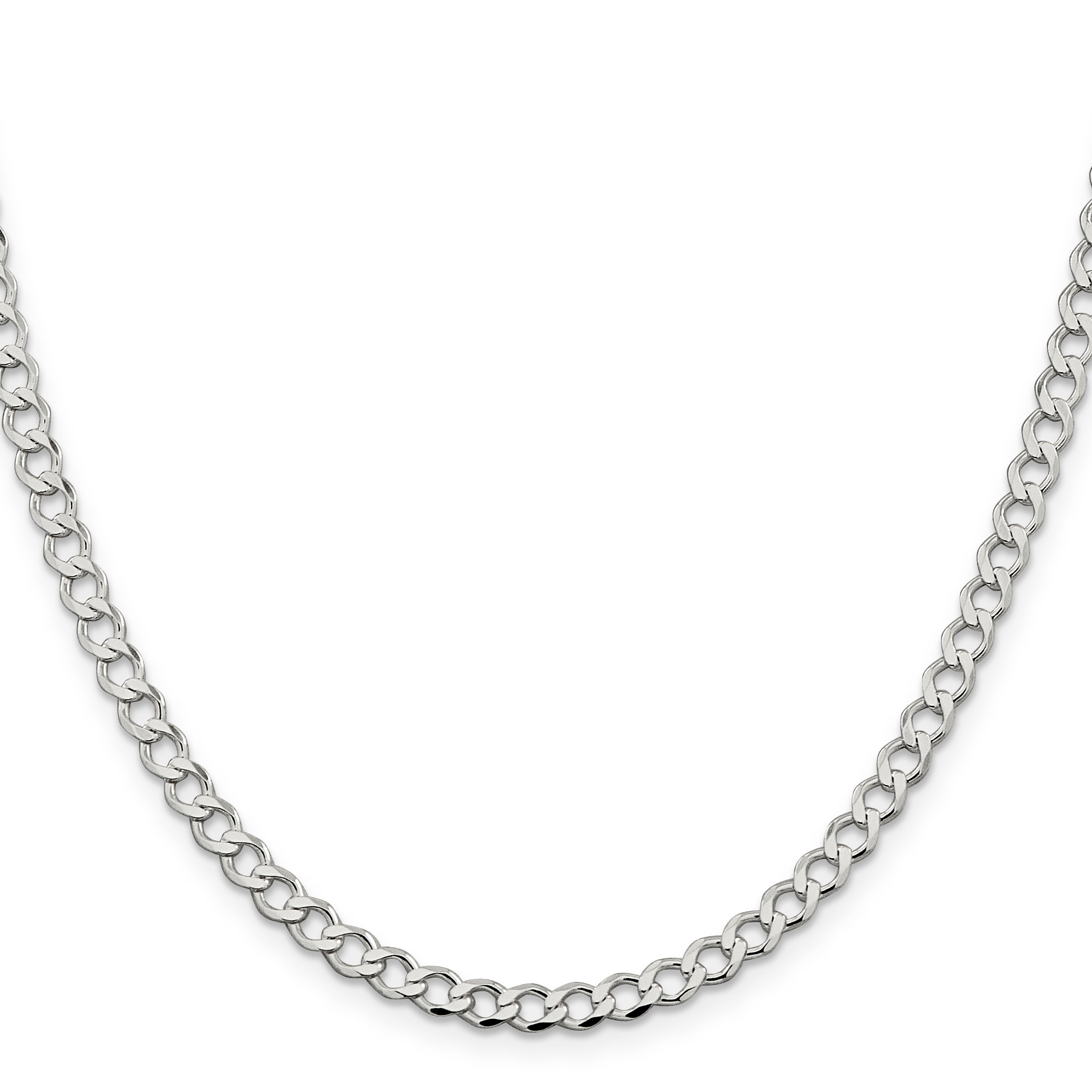 Sterling Silver 4.5mm Semi-solid Flat Curb Chain