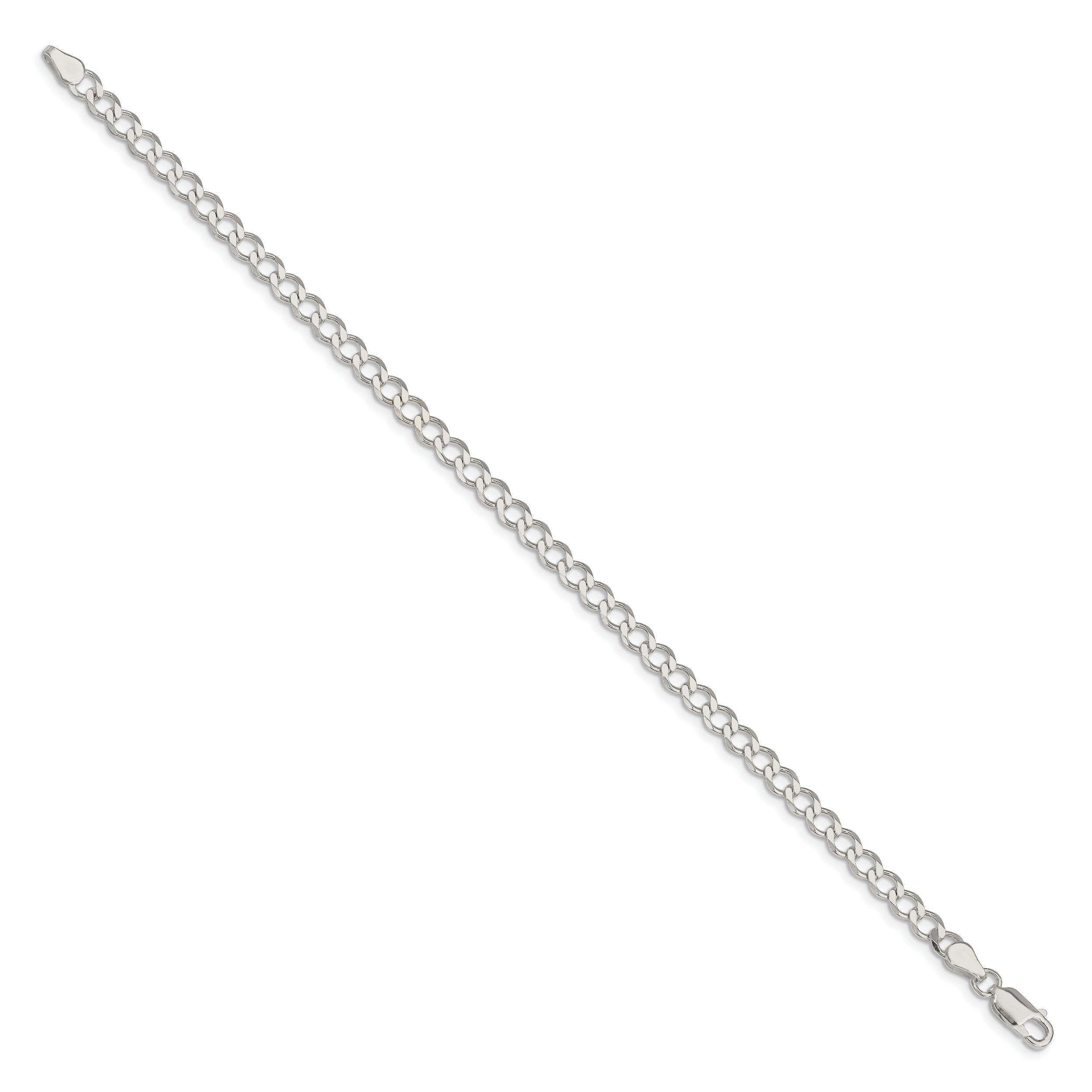 Sterling Silver 4.5mm Semi-solid Flat Curb Chain