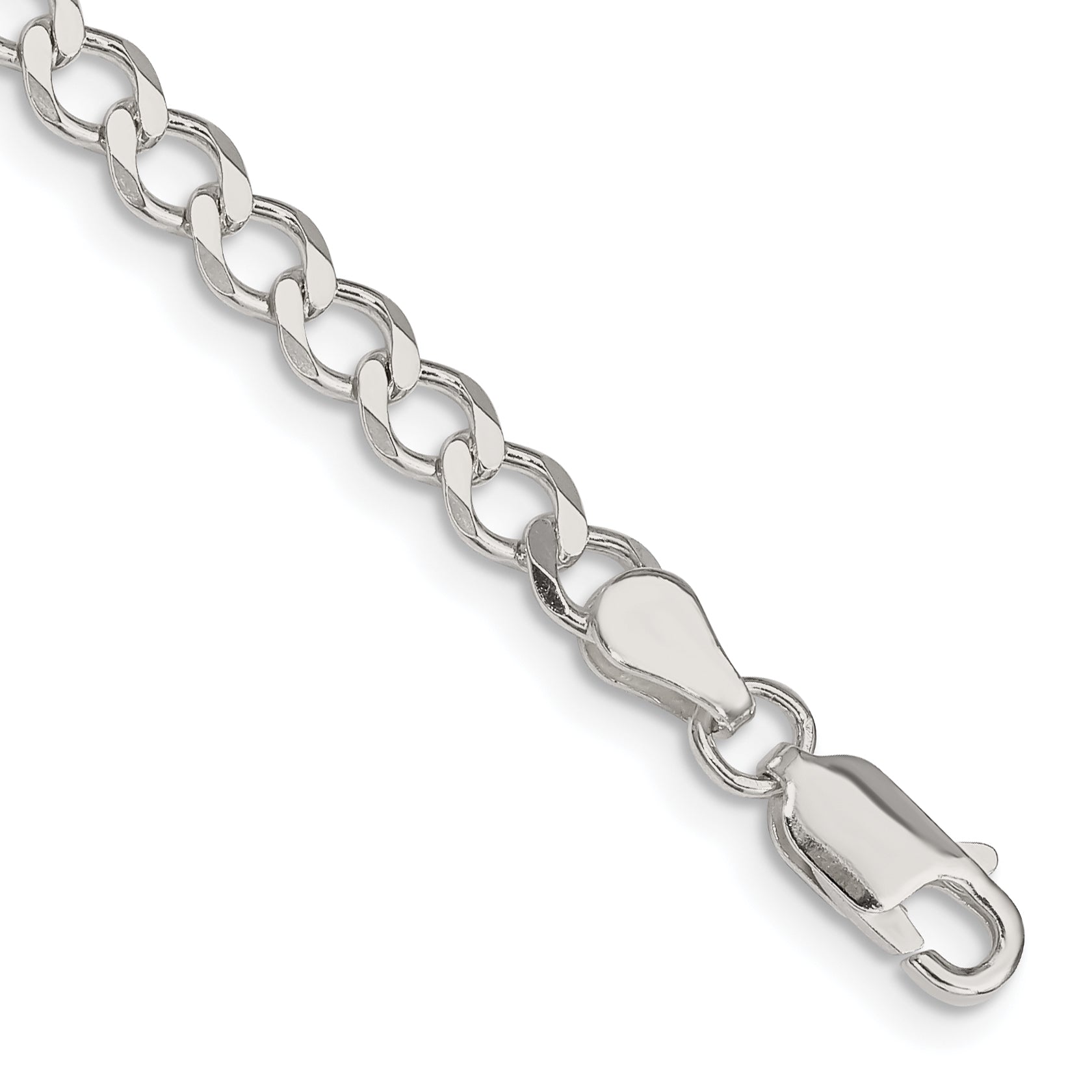 Sterling Silver 4.5mm Semi-solid Flat Curb Chain