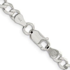 Sterling Silver 5.3mm Semi-solid Flat Curb Chain