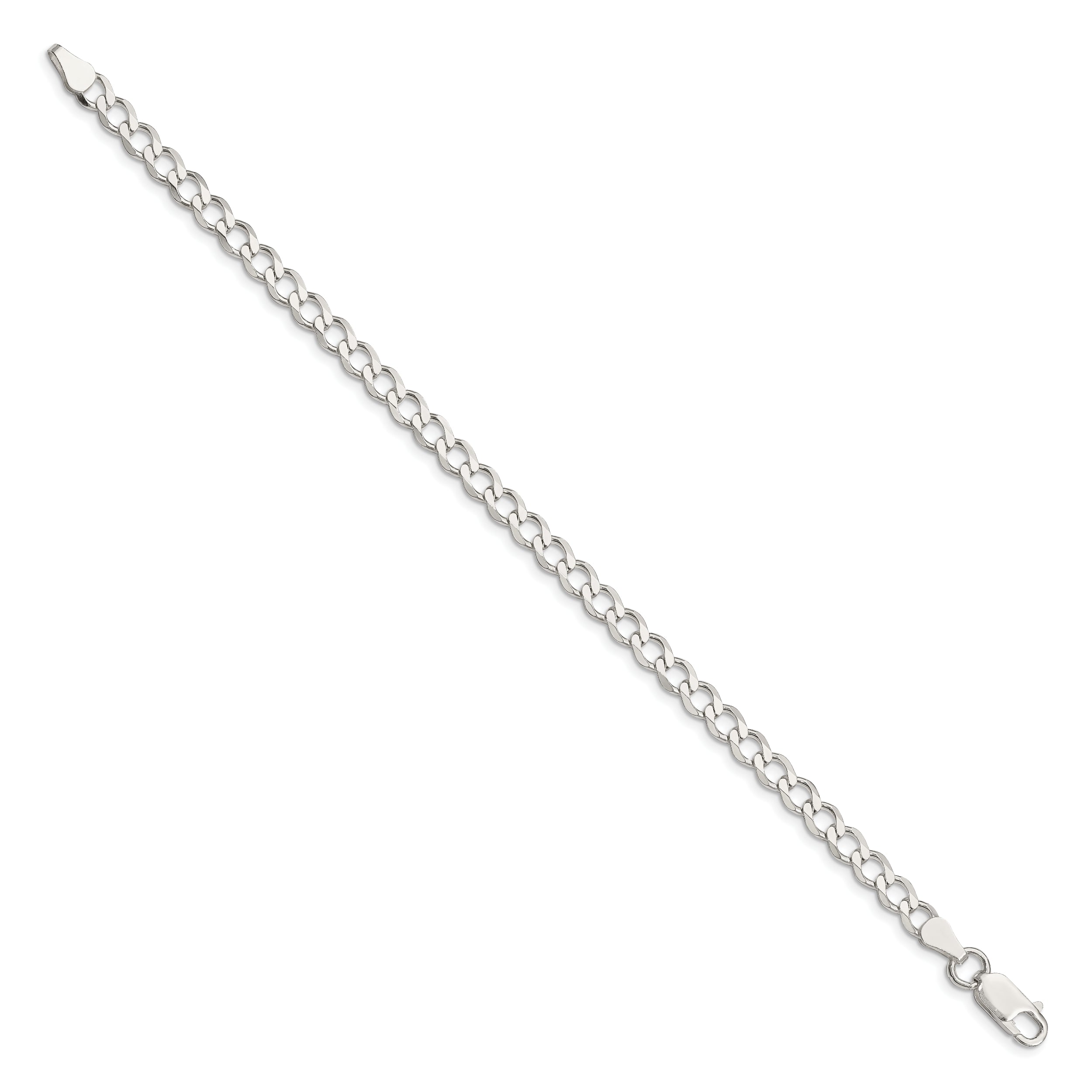 Sterling Silver 5.3mm Semi-solid Flat Curb Chain