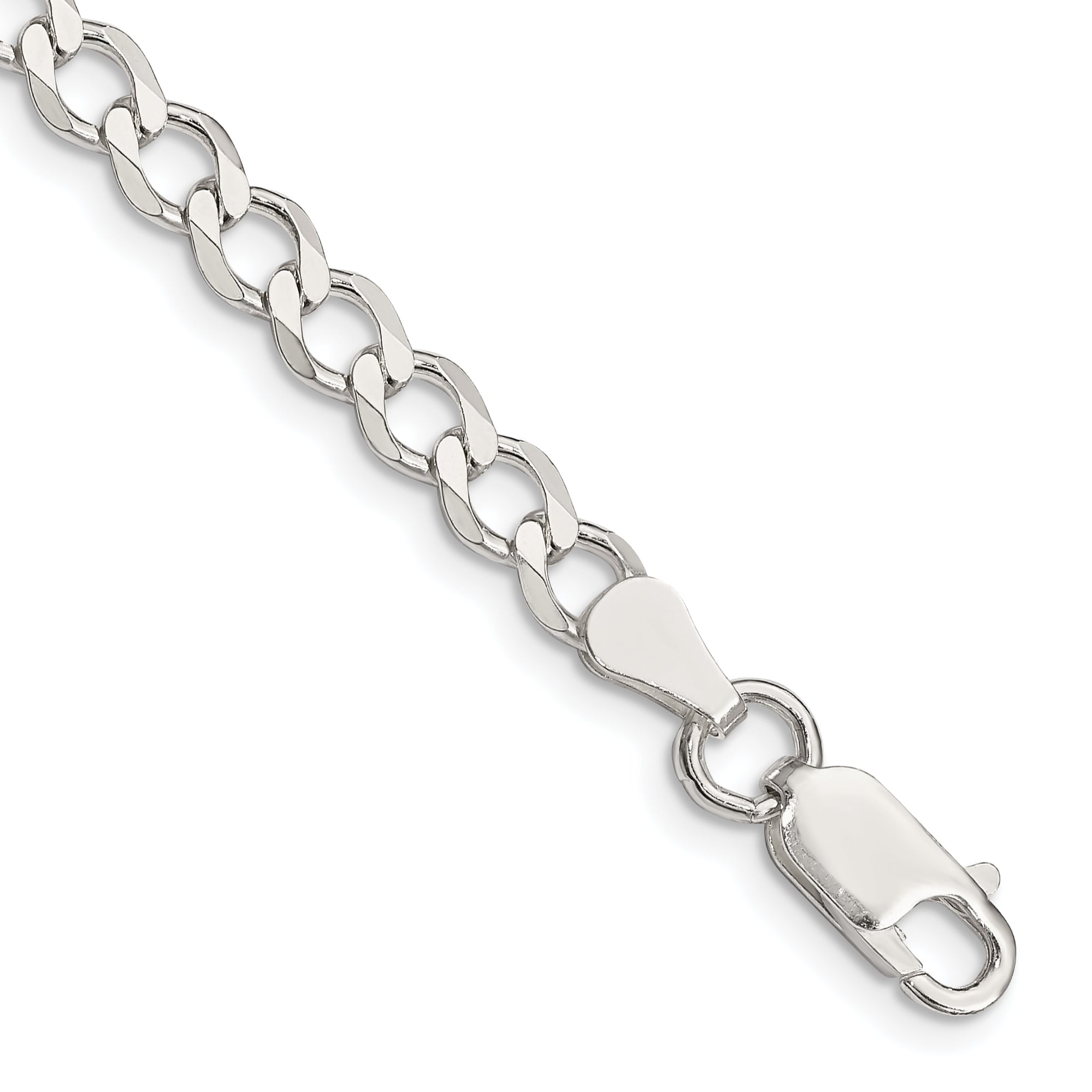 Sterling Silver 5.3mm Semi-solid Flat Curb Chain