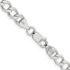 Sterling Silver 6.4mm Semi-solid Flat Curb Chain