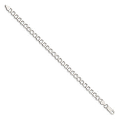 Sterling Silver 6.4mm Semi-solid Flat Curb Chain