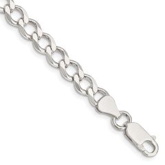 Sterling Silver 6.4mm Semi-solid Flat Curb Chain