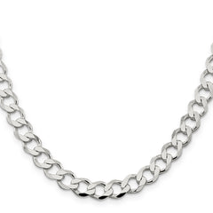 Sterling Silver 8.1mm Semi-solid Flat Curb Chain