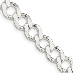 Sterling Silver 8.1mm Semi-solid Flat Curb Chain