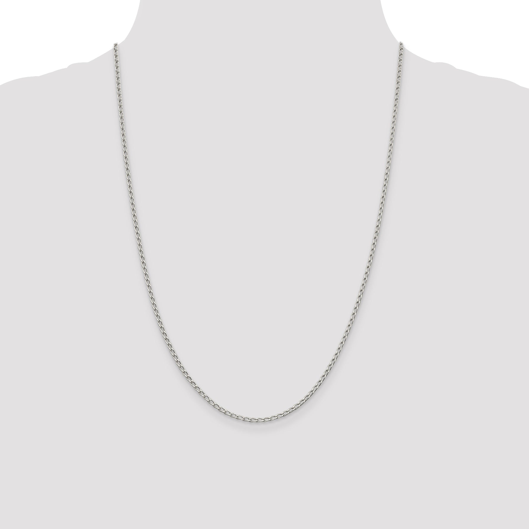 Sterling Silver 2mm Open Elongated Link Chain