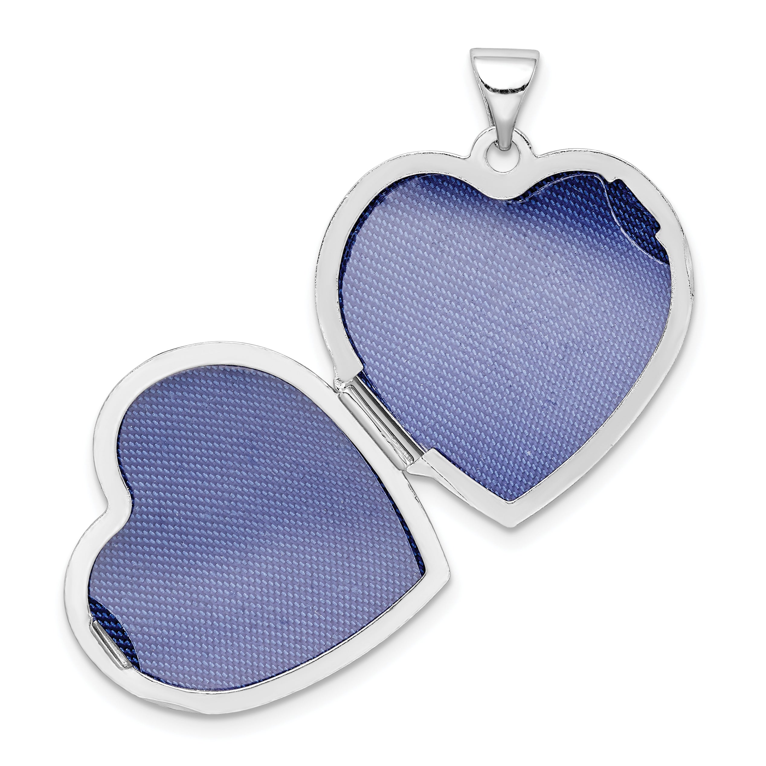 Sterling Silver Rhodium-plated Plain 21mm Heart Locket