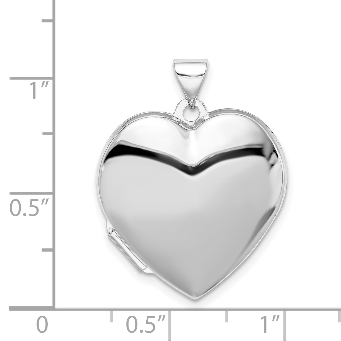 Sterling Silver Rhodium-plated Plain 21mm Heart Locket