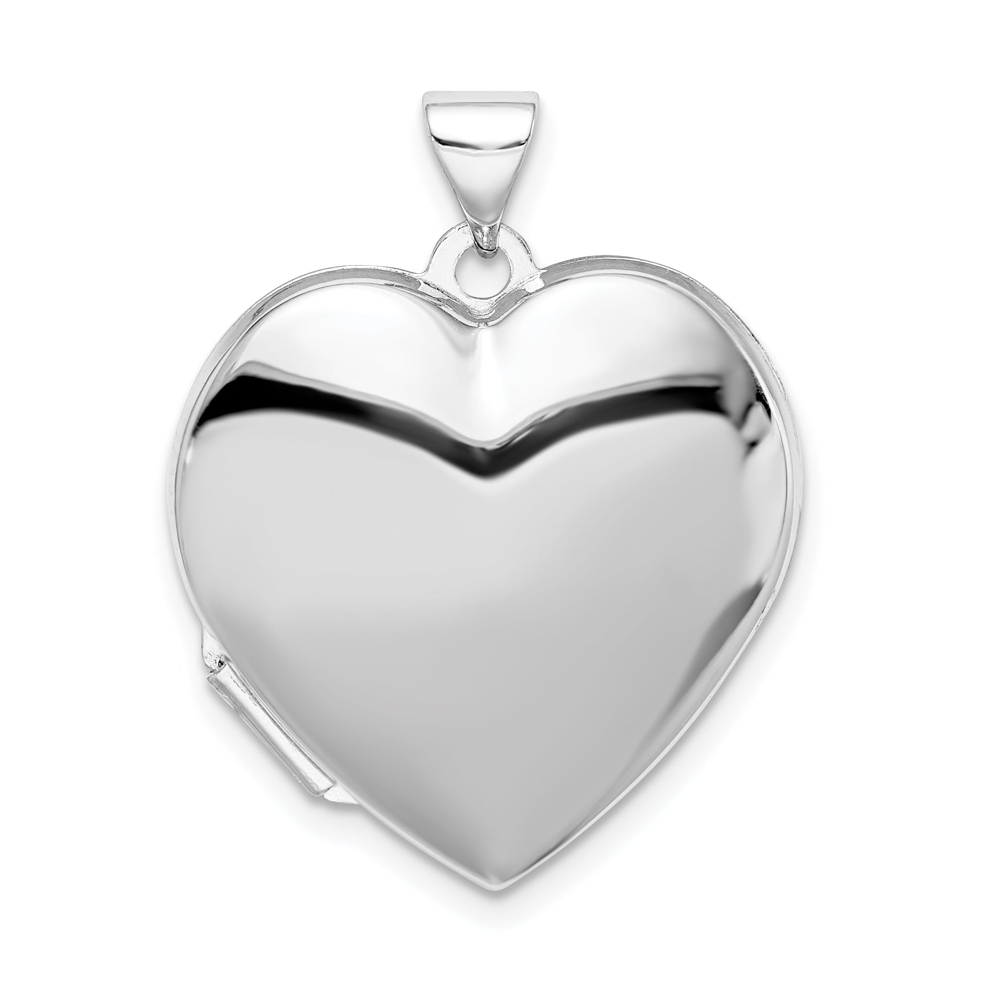 Sterling Silver Rhodium-plated Plain 21mm Heart Locket