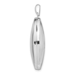 Sterling Silver Rhodium-plated Polished 32mm Oval Locket