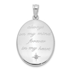 Sterling Silver Rhodium-plated Always On My Mind Diamond Star Oval Open Loc