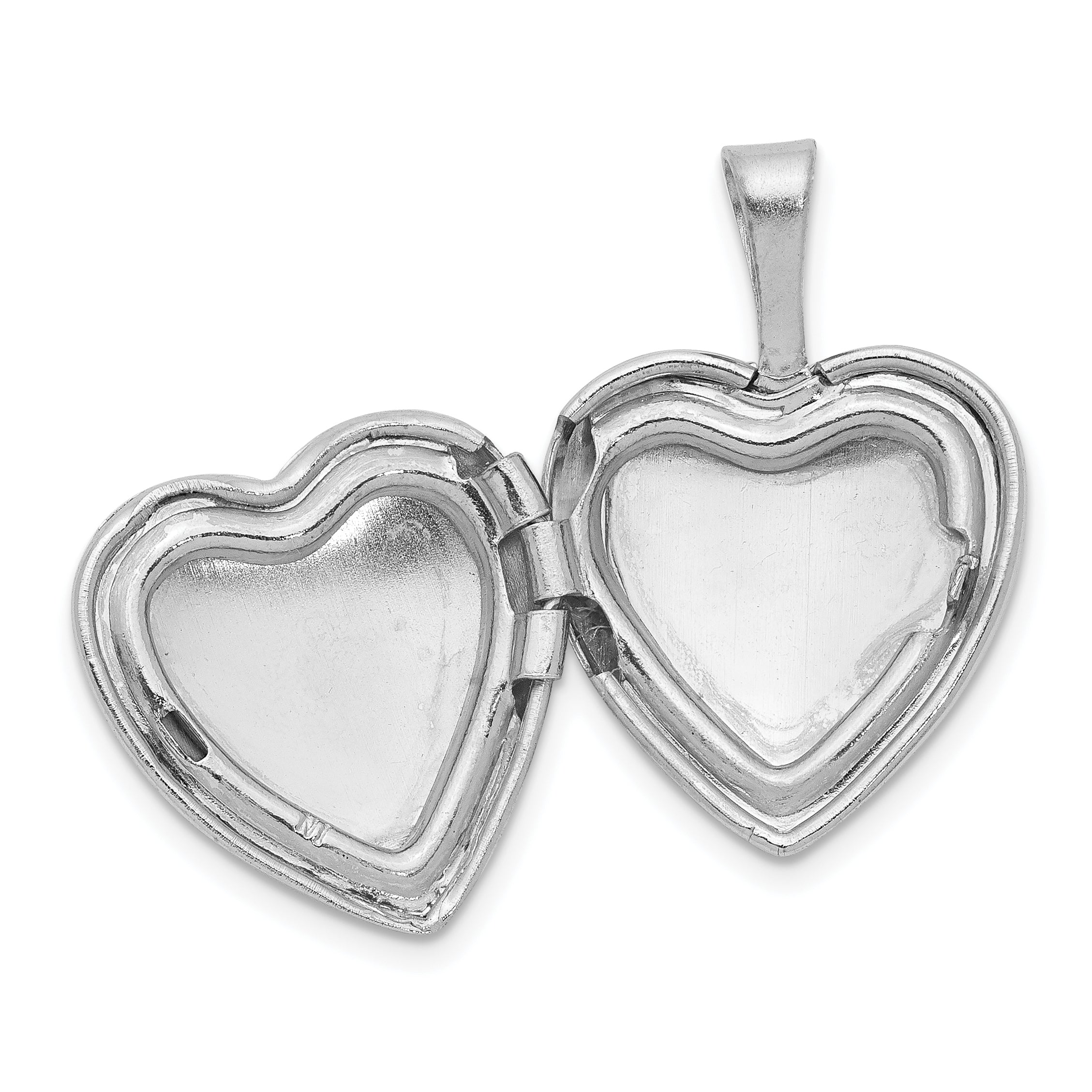 Sterling Silver Rhodium-plated & Gold Tone Satin & D/C Cross Heart Locket