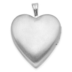 Sterling Silver Rhodium-plated Enameled Flower w/ Mom 20mm Heart Locket