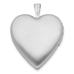 Sterling Silver Rhodium-plated Diamond Wings w/Heart 20mm Heart Locket