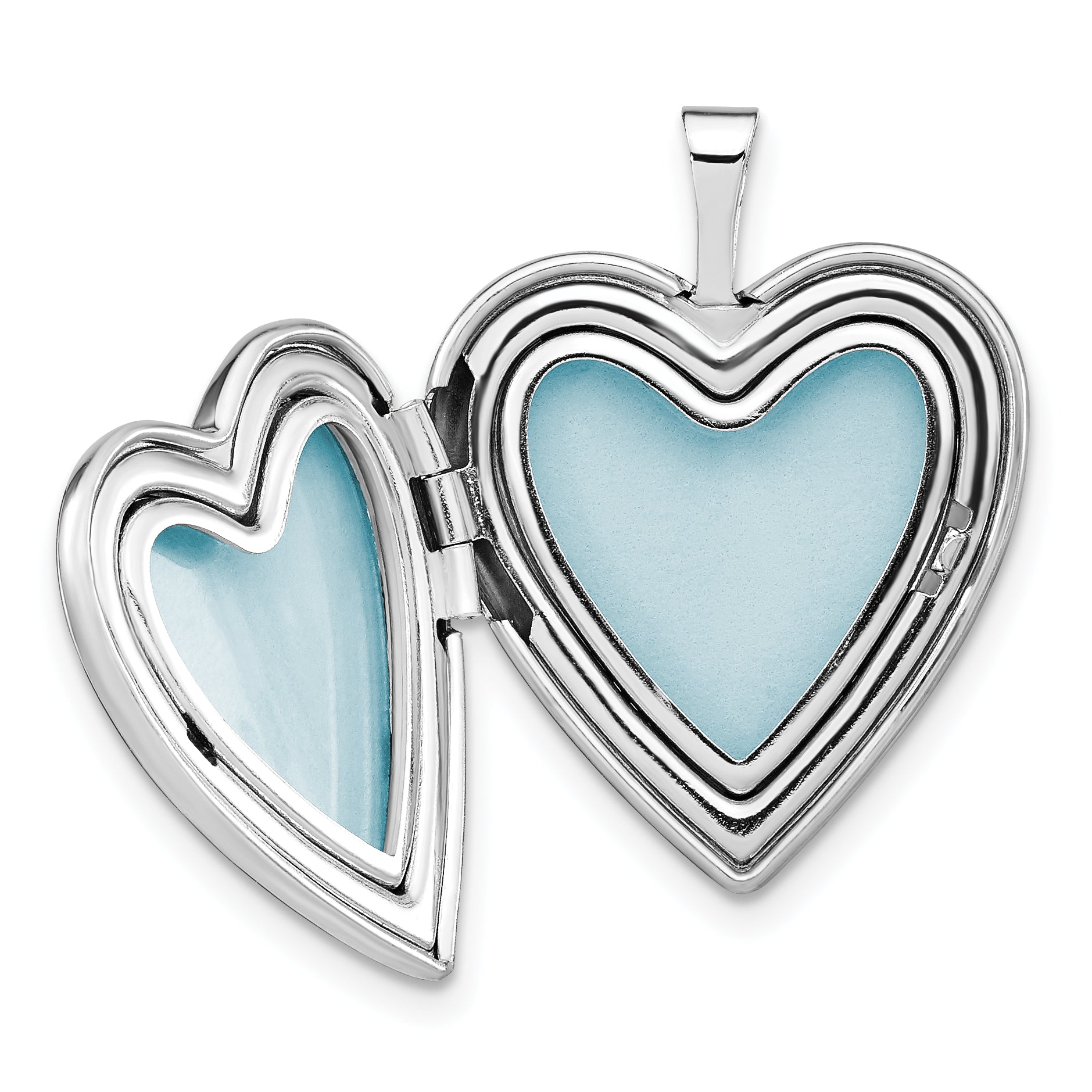 Sterling Silver Rhodium-plated Diamond Wings w/Heart 20mm Heart Locket