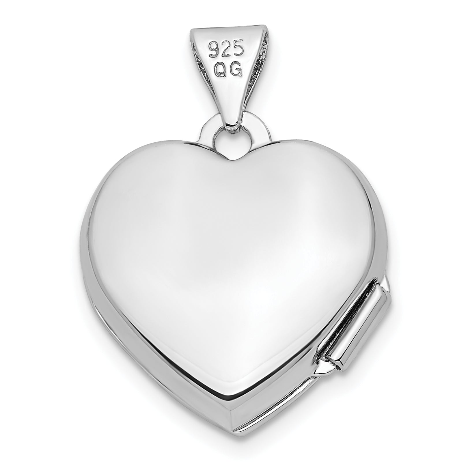 Sterling Silver Rhodium-plated Double Hearts 15mm Heart Locket