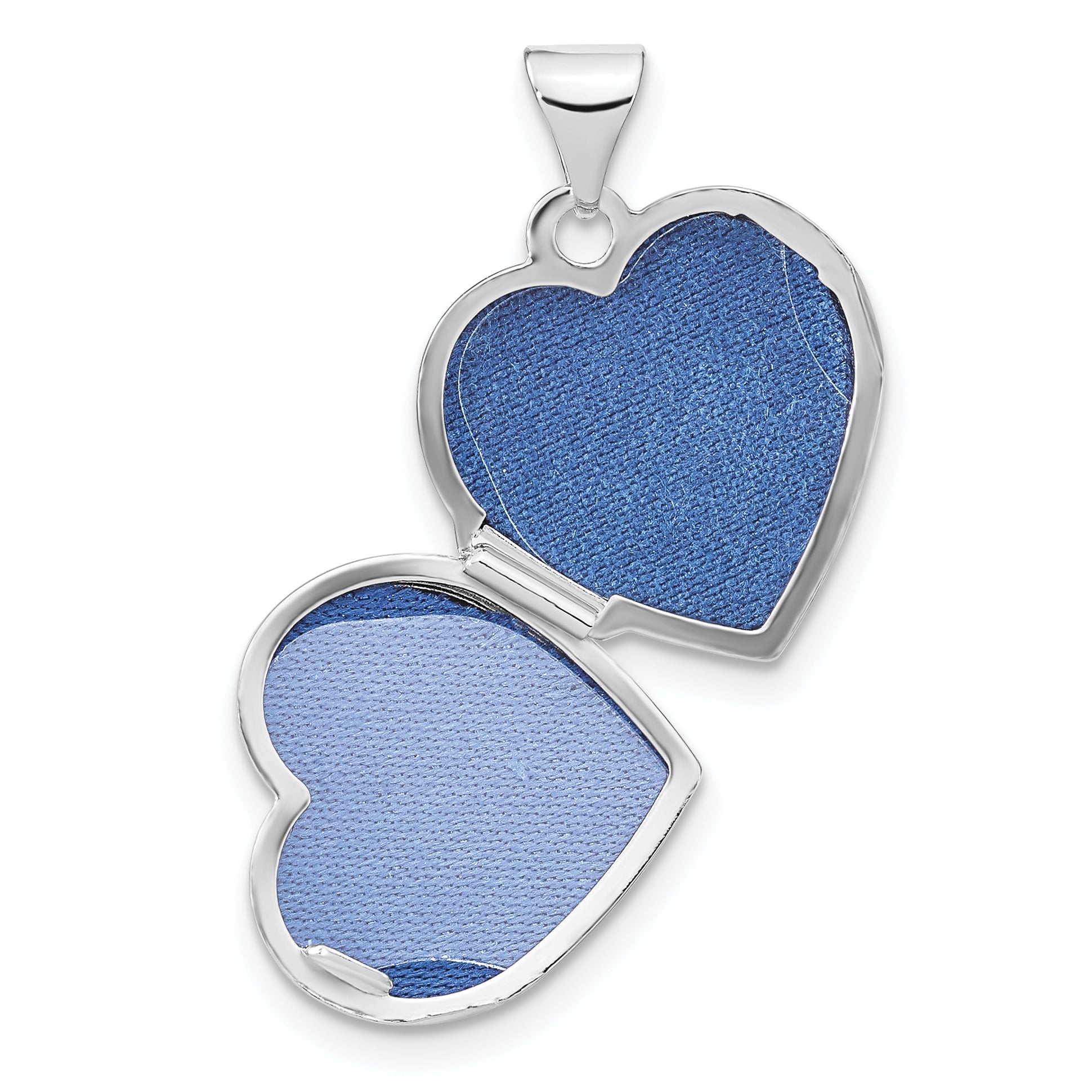 Sterling Silver Rhodium-plated Double Hearts 15mm Heart Locket