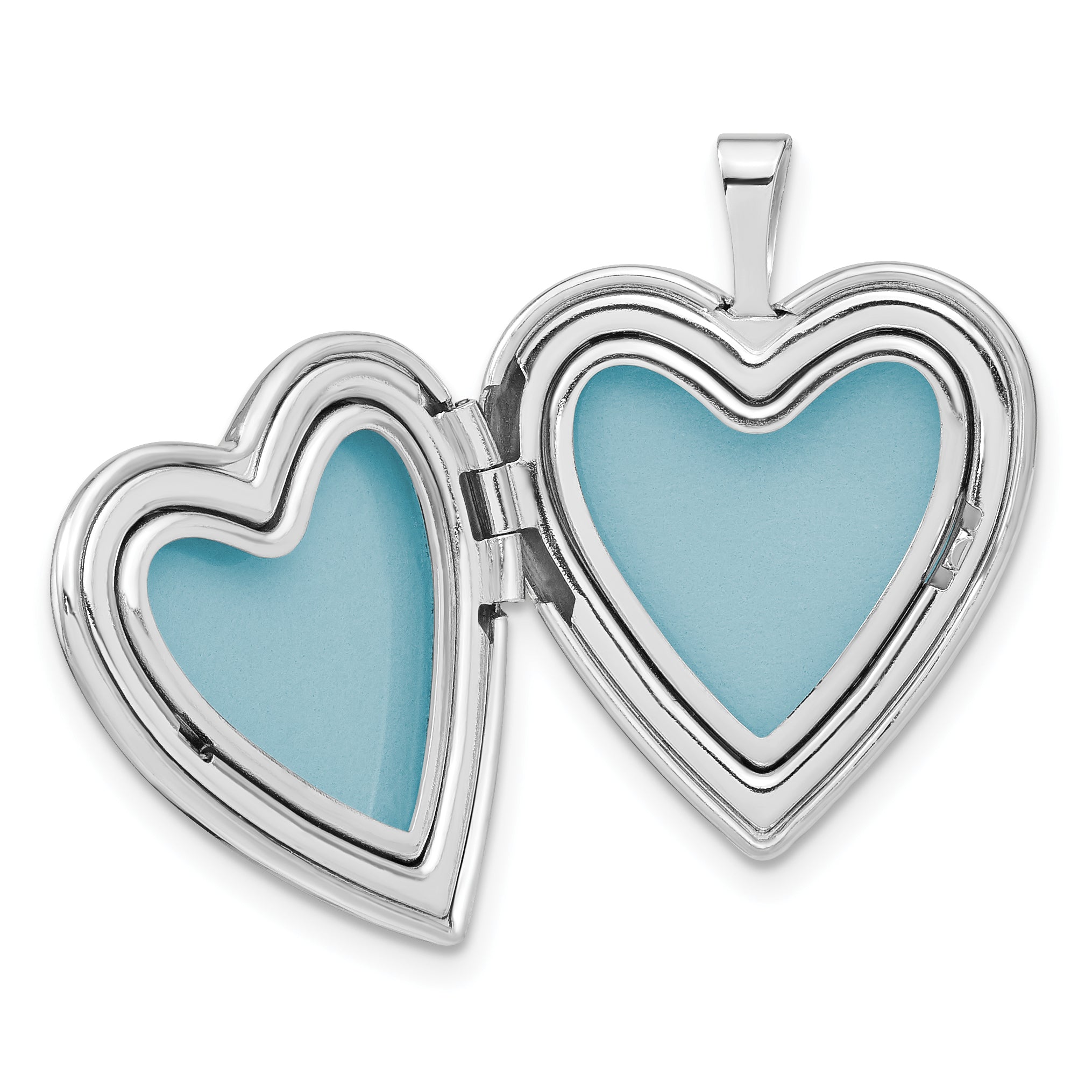 Sterling Silver Rhodium-plated Polished Hearts Border 20mm Heart Locket