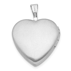 Sterling Silver Rhodium-plated Satin Forever in My Heart 16mm Heart Locket