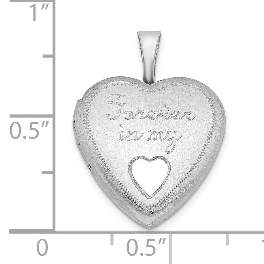 Sterling Silver Rhodium-plated Satin Forever in My Heart 16mm Heart Locket