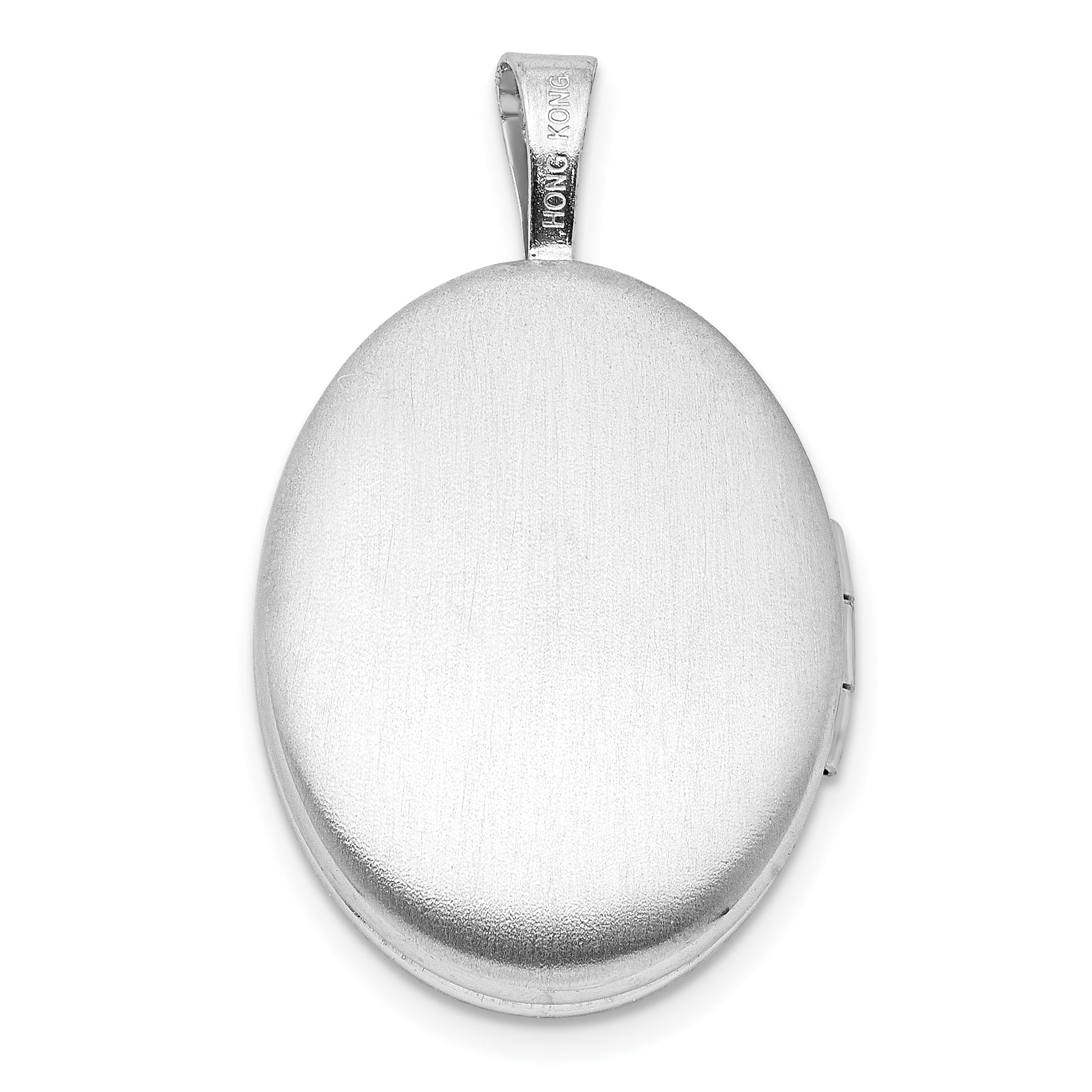 Sterling Silver Rhodium-plated Diamond Starburst 19x15mm Oval Locket