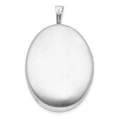 Sterling Silver Rhodium-plated Diamond Leaves 26x20mm Oval Locket